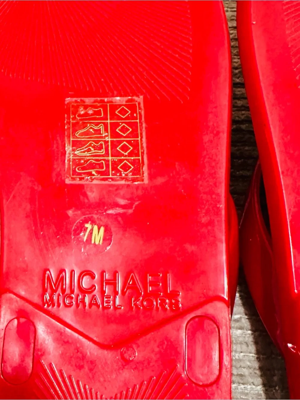 Michael Kors Women Sandal Size 7M Red Stripes Jelly Thong Slide Flip Flop
